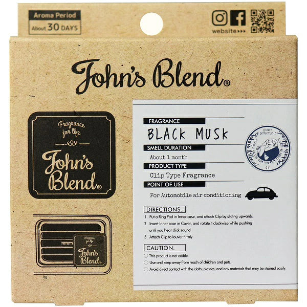 JOHN’S BLEND 车载香氛 Black Musk 黑麝香 木质香调 高级沉稳