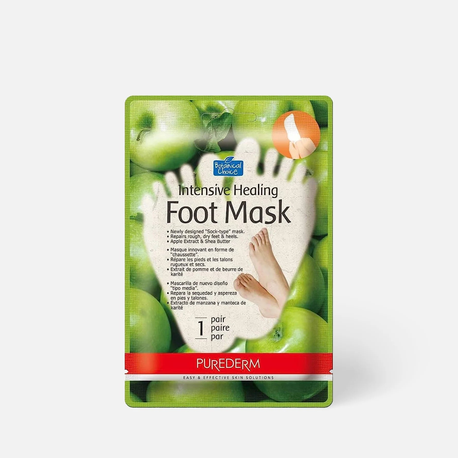 PUREDERM Intensive Healing Foot Mask （Apple） 1 Pair
