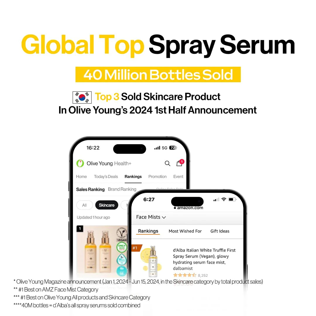 d'Alba White Truffle First Spray Serum: Vegan Hydration & Glow Mist (100ml)