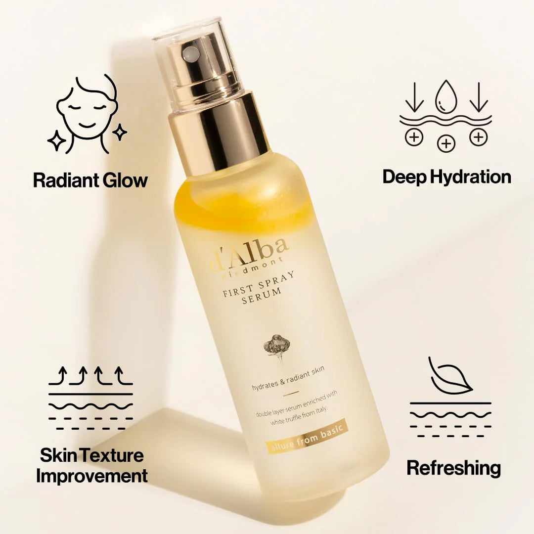 d'Alba White Truffle First Spray Serum: Vegan Hydration & Glow Mist (100ml)