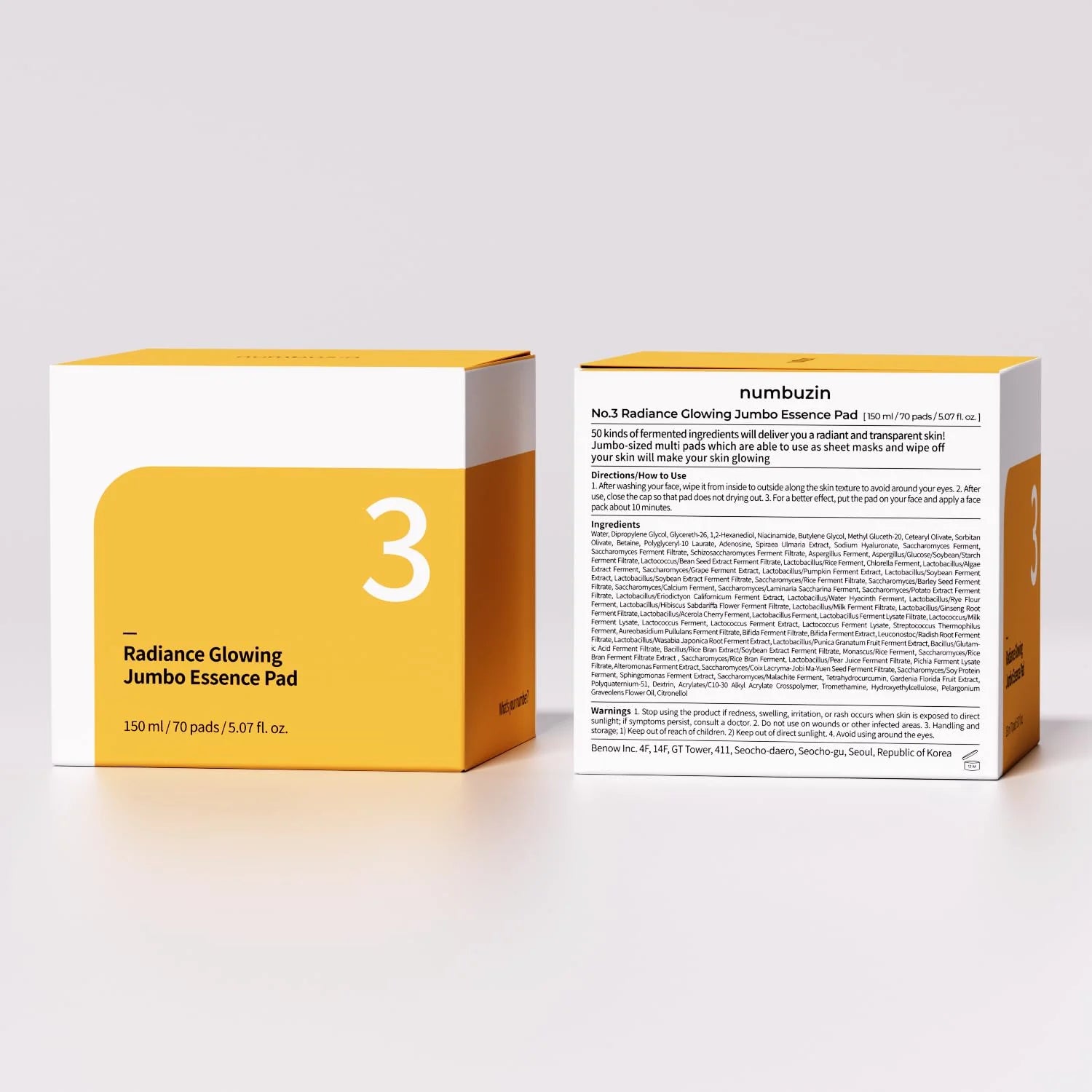 NUMBUZIN No. 3 Radiance Glowing Jumbo Essence Pad 70 Pads