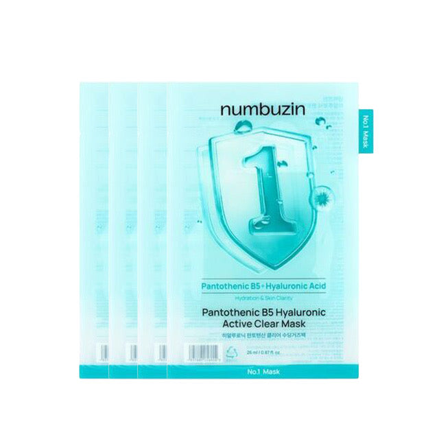 NUMBUZIN No. 1 Pantothenic B5 Hyaluronic Active Clear Mask (4 Sheets)